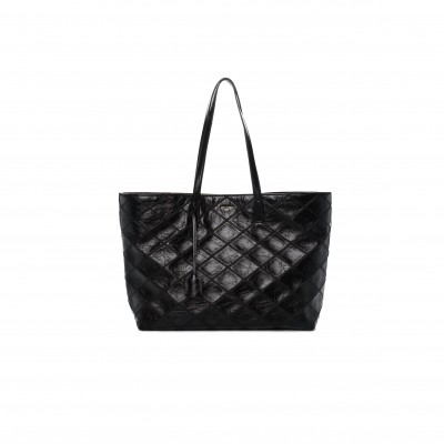 YSL EAST WEST SHOPPING TOTE QUILTED CRINKLED GLOSSED-LEATHER 394195939309 (38*28*13cm)